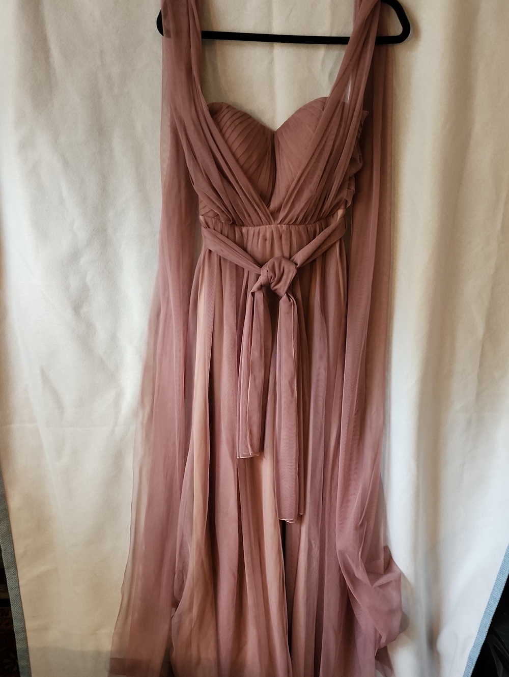 Birdy Grey Mauve Tulle Convertible Top Formal Gown. Size Small